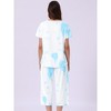 cheibear Women's Pajama Set Tie Dye Short Sleeve Capri Pants Lounge Sets with Pockets - 4 of 4