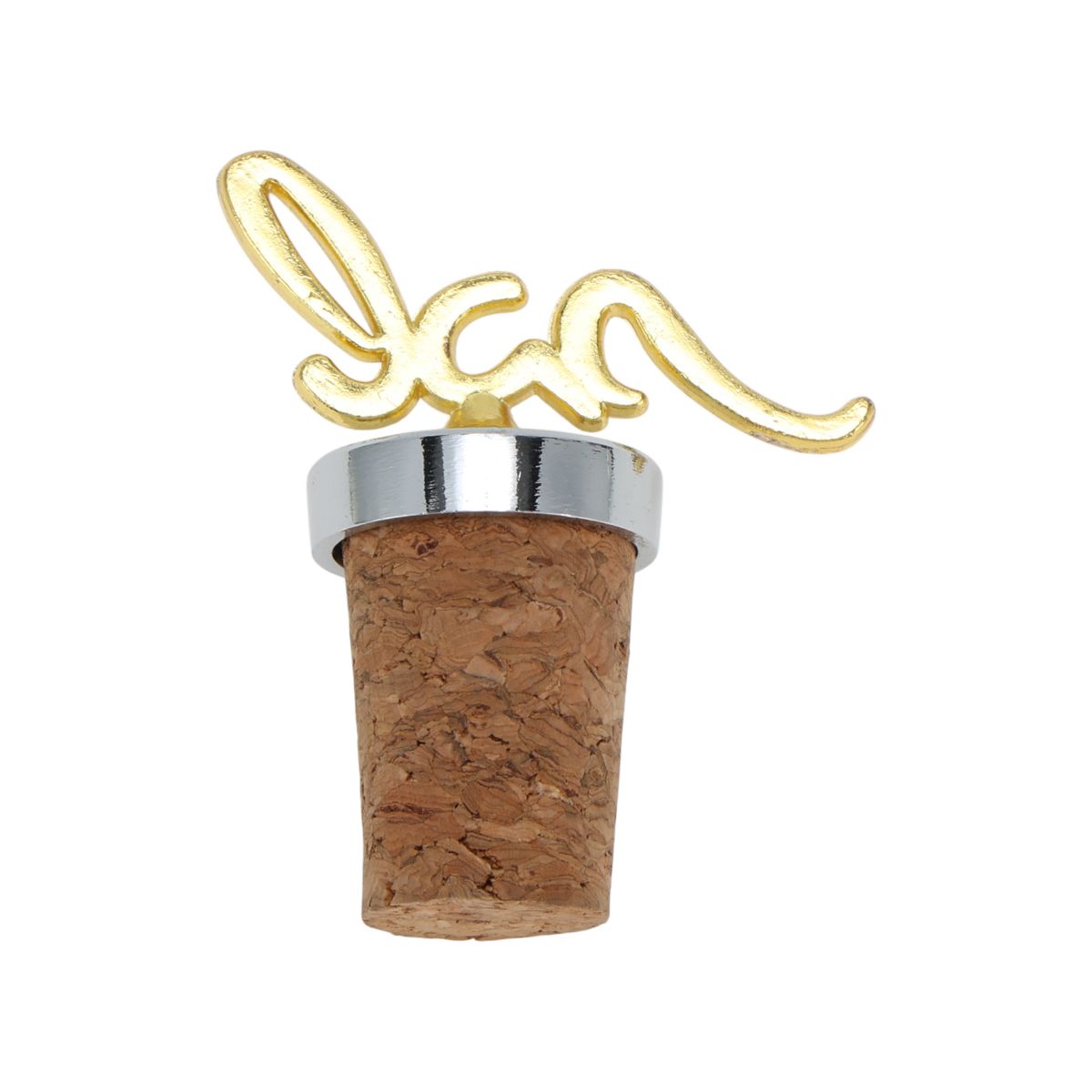 Unique Bargains ICE Cork Stopper (with 1 Heart Stopper) Aluminum Alloy Wood Yellow Brown Silver Tone 2.13"x0.94"x0.79" 1 Pc
