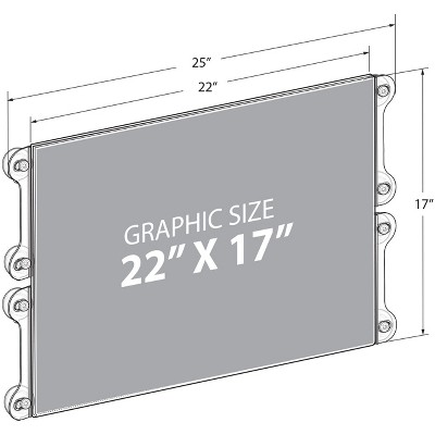 Clear Acrylic Window Sign Holder Frame with Suction Cups, 22" x 17", 2-Pack