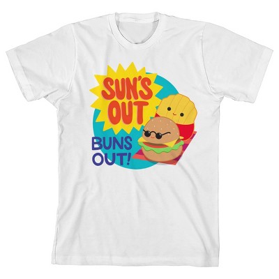 Squishmallows Sun's Out Buns Out Crew Neck Short Sleeve Youth White T-shirt