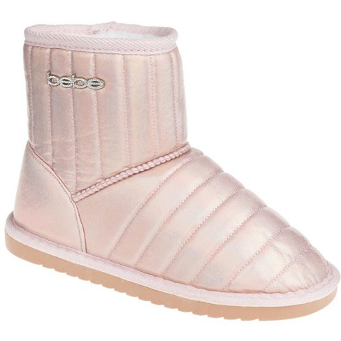 Bebe Girl s Stylish Quilted Winter Boot With Sparkling Bebe Rhinestone Rivet Detail And Cozy Lining Rose Gold 3 Target