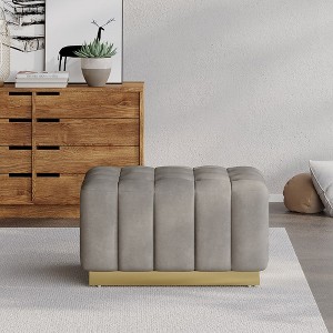 Foot Stool, Button-tufted Footrest Ottoman, Velvet Soft Home Bedroom Stool, Extra Seating For Living Room Bedroom Entryway - 1 of 4