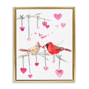Stupell Industries Be Mine Cardinals Black Framed Floater Canvas Wall Art - 1 of 4