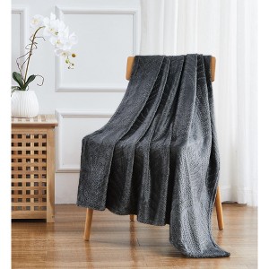 Kate Aurora Floral Ferns Shabby Chic Styled Oversized Ultra Soft & Plush Accent Throw Blanket - 1 of 1