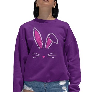 LA Pop Art Women's Word Art Crewneck Sweatshirt - Bunny Ears - 1 of 4