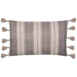 Samerin Pillow - Grey/White - 12"X20" - Safavieh - 1 of 4