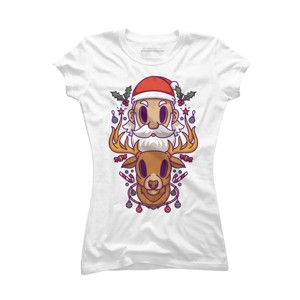 Junior's Design By Humans Santa and The Reindeer By PentoolKnight T-Shirt - 1 of 3