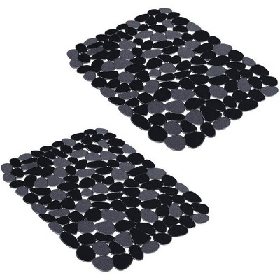 Attop Pebble Sink Mats for Stainless Steel Sink, PVC Sink Saddle Protectors Kitchen Sink Mat for Porcelain Sink, Dishes(Black,2 Pack), 15.8 x 12"