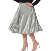 Agnes Orinda Women's Plus Size Pleated Stretched High Waist Metallic Shiny Midi Circle Skirts - 2 of 4