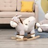 Qaba Kids Rocking Chair, Plush Ride On Rocking Horse Donkey with Sound, Wood Base Seat, Safety Belt, Baby Toddler Rocker Toy for 18 - 36 Months, Gray - 2 of 4