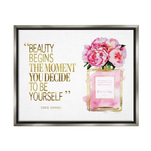 Stupell Industries Fashion Designer Perfume Gold Pink Watercolor Inspirational Word 13x19 Oversized Wall Plaque Art