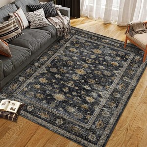 Area Rug Washable Rug Vintage Traditional Mat Distressed Foldable - 1 of 4