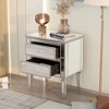 Glass Elegant Mirrored Side Table with 2 Drawers, Modern Silver Finished for Living Room - 3 of 4