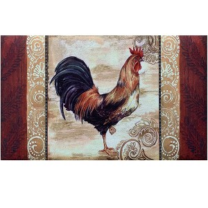 Kate Aurora Montauk Accents Country Barn Farmhouse Rooster Welcome Outdoor Rubber Entrance Mat 18x30 - Morning Call - 1 of 4