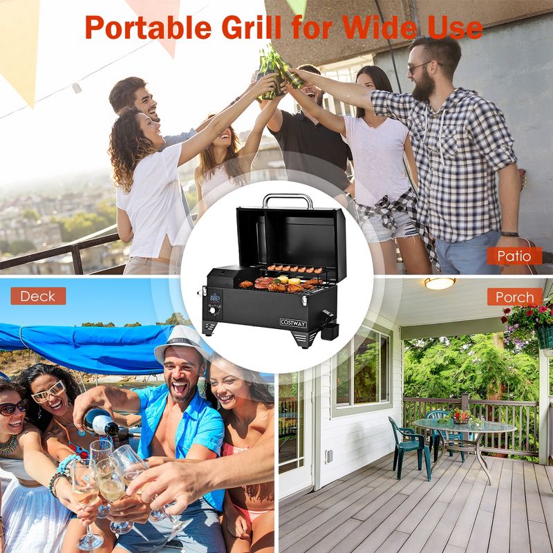 Costway Portable Tabletop Pellet Grill Outdoor Smoker BBQ w/Digital Control System Red\Black, 5 of 11