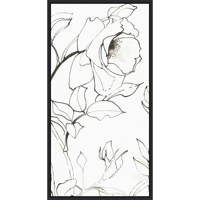 Amanti Art Sketch of Roses Panel II by Shirley Novak Canvas Wall Art Print Framed 14 x 27-in.