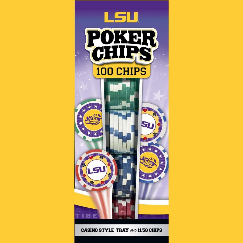 MasterPieces Casino Style 100 Piece Poker Chip Set - NCAA LSU Tigers, 1 of 8
