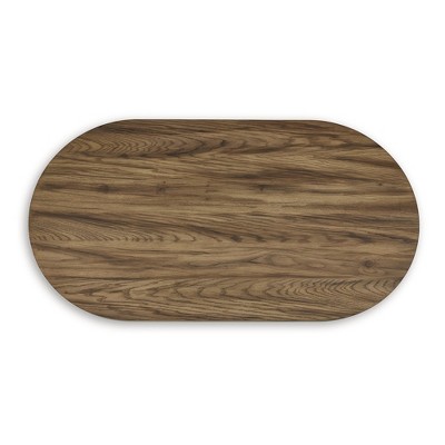 Oval Warm Brown Wood Lift-Top Coffee Table