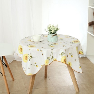 35"x35" Square Vinyl Water Oil Resistant Printed Tablecloths Yellow Sunflower - PiccoCasa