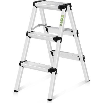 Aluminum Step Ladder Folding Ladders for Home Office with Anti-Slip Wide Pedal Lightweight Multipurpose Workbench (3S)