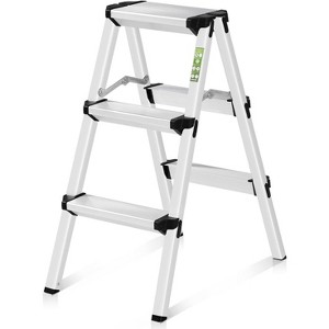 Aluminum Step Ladder Folding Ladders for Home Office with Anti-Slip Wide Pedal Lightweight Multipurpose Workbench (3S) - 1 of 4