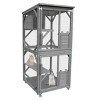 LAOTIES 71" Large Wooden Catio Outdoor Cat Enclosure on Wheels,2 Tier Cat House with Resting Box And Waterproof Roof - 4 of 4