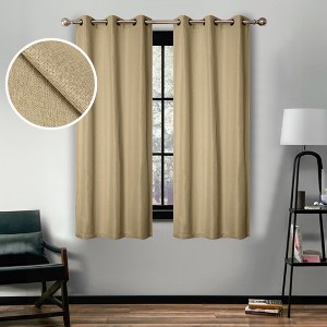 Classic Linen Design Room Darkening Semi-Blackout Curtains, Set of 2 by Blue Nile Mills - 1 of 4
