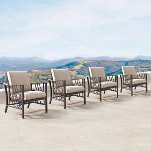 4pk Aluminum Outdoor Deep Seating Club Chairs with Polyester Cushions - Antique Copper/Tan - Oakland Living: Weatherproof, Rocking - 1 of 4