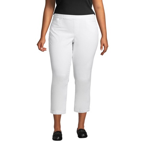 Lands' End Women's Plus Size Mid Rise Pull On Knockabout Chino Crop Pants -  16w - White : Target