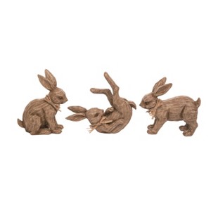 Transpac Resin Carved Bunny Figurine Set of 3 Spring Home Decorations - 1 of 1