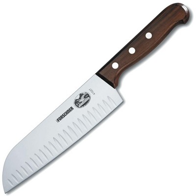 Victorinox Forschner Granton Edge Stainless Steel Santoku Knife with Rosewood Handle, 7 Inch