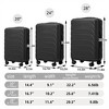 BEAFUP Set of 3  20"/24"/28" in ABS Spinner Wheel Luggage, Matching Color , With Combination Lock (Black) - 3 of 4