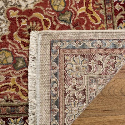 Ivory and Red Synthetic Traditional Rectangular Area Rug
