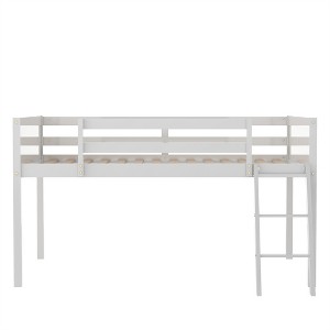 COWLOWN Twin Low Loft Bed with Convertible Ladder, Solid Wood Frame with Guardrails for Kids, No Box Spring Needed - 1 of 4