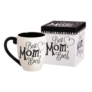 Evergreen Beautiful Mom Black Ink Ceramic Cup O' Joe with Matching Box - 6 x 5 x 4 Inches Indoor/Outdoor - 1 of 3