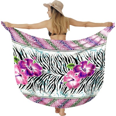 LA LEELA Women's Wrap Swimwear Cover up Sarong Wraps One Size Purple Floral