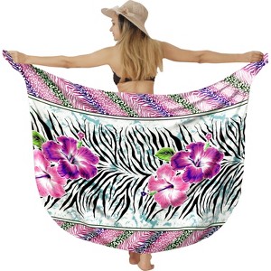 LA LEELA Women's Wrap Swimwear Cover up Sarong Wraps One Size Purple Floral - 1 of 4