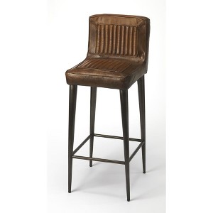 Starlight Canyon Home,Brown Leather Bar Stool – Bar Height Stool for Kitchen Island Seating - 1 of 4