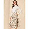 INSPIRE CHIC Women's Corduroy Elastic Waist Warm Fall A-Line Pockets Tiered Floral Midi Skirt - 4 of 4