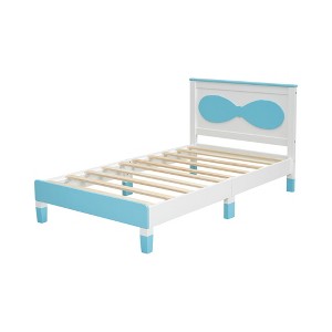 NicBex Wood Twin/Full/Queen Platform Bed Frame with Bow-Shaped Headboard for Kids/Boys/Girls,6.5" Under Bed Storage,No Box Spring Needed,Easy Assembly - 1 of 4
