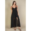 Slickblue Women's Sheer Maxi Dress, Deep V Neck, Side Slit Detail, Lightweight Stretch Mesh, White/Black, Size S-L - 3 of 4