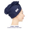 American Soft Linen 100% Cotton Hair Drying Towels for Women, 2 Pack Turkish Hair Towel Wrap, Head Towel Cap with Button, Hair Turban Towel - 2 of 4