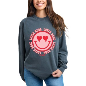 S.W.Smiley Lover Babe Smiley Face - Women's Garment Dyed Long Sleeve Graphic T-Shirt - 1 of 3