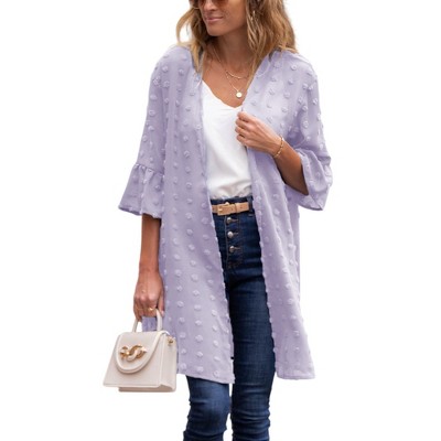 Amaryllis Women's Velvet Duster Open Front Relaxed Fit Longline Lightweight Cardigan Layering Piece