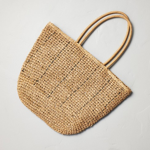 Handmade Woven Tote Bag - Light and Dark Blue, White and Grey