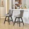 OUTSUPPLY Set of 2 Velvet Swivel Bar Stools, Tufted Counter Height Stools with Wooden Legs & Chrome Accents - 4 of 4