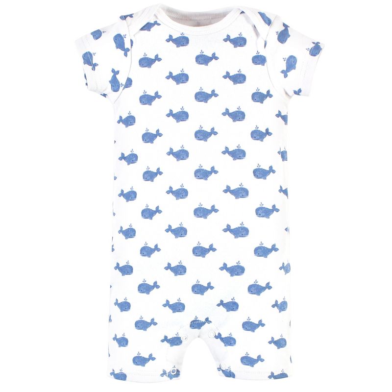 Hudson Baby Infant Boy Cotton Rompers, Blue Whale, 4 of 6