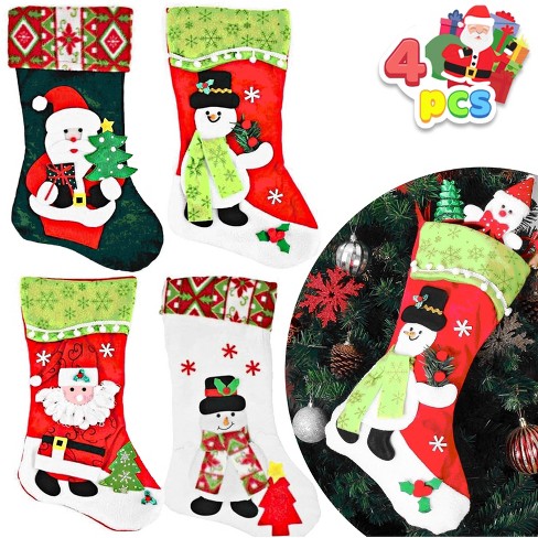 JOYFY Christmas Stocking 4 pack Plush Christmas Tree Stockings - image 1 of 4