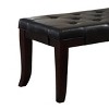 Syemin Ottomans and Benches Leviton Fabric Tufted Turned Leg Dining Bench, Modern Storage Shoe Bench, Rustic Entryway Bench, Brown, 44"*16"*18.25" - 4 of 4