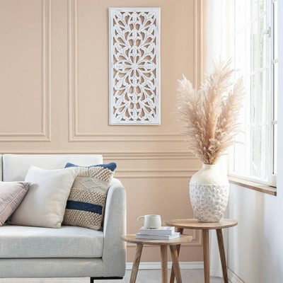 Augustus White Hand-Carved Wood Medallion Wall Art